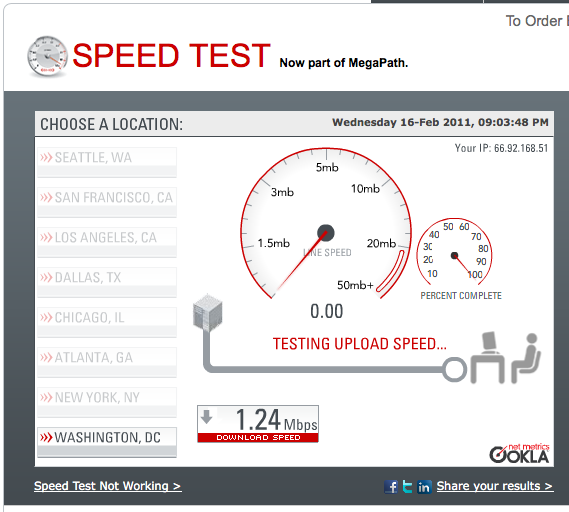 Speed Test Results Feb 2011 Speed Test with Poor Results